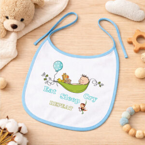 Bavețică Personalizată cu design - Eat, Sleep,Cry, Repeat