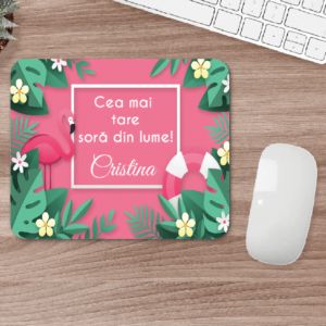 Mouse Pad Personalizat cu mesaj - design "Flamingo"