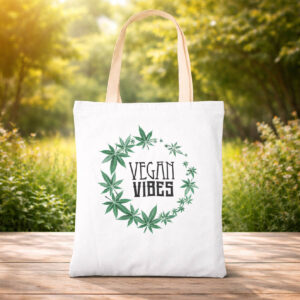 Sacoșă Canvas Personalizată cu design "Vegan Vibes"