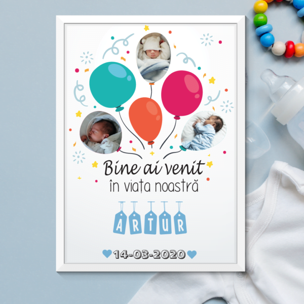 tablou-personalizat-alb-portret-3-poze-baby-boy-baloane-V3