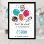 tablou-personalizat-negru-portret-3-poze-baby-boy-baloane-V8