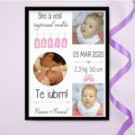 tablou-personalizat-negru-portret-3-poze-baby-girl-rotund-V8