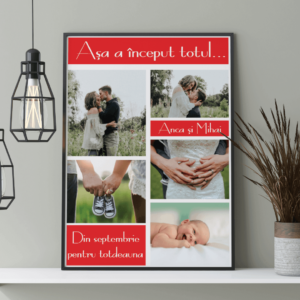 Tablou Personalizat cu 5 poze și text - "Așa a început totul"