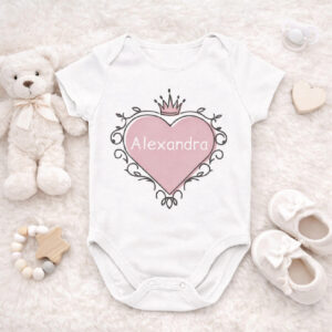 Body Personalizat cu nume -Model inimă roz
