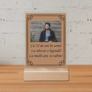 Plachetă Acrilică Personalizată cu o poză și mesaj - fundal maro