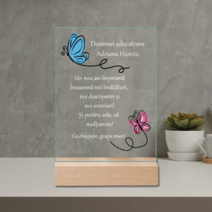 Plachetă Acrilică Personalizată cu mesaj pentru doamna educatoare