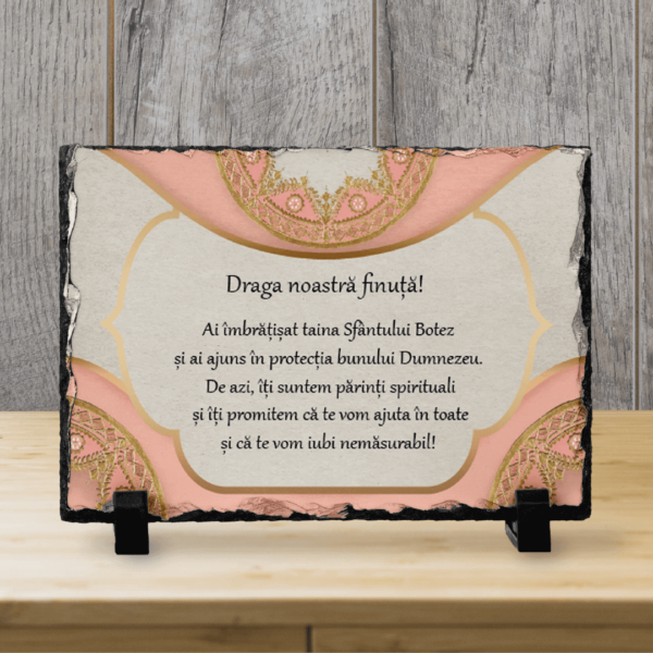 piatră ardezie personalizata cu mesaj pentru botez