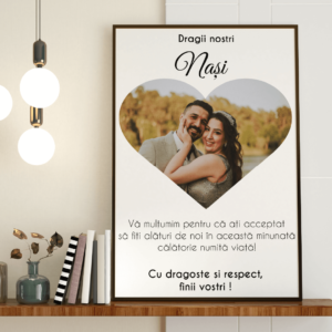Tablou Personalizat pentru Nași - cu o poză și mesaj - 30x40cm