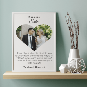 Tablou Personalizat pentru Soție - cu o poză și mesaj - 30x40cm