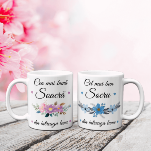 Set 2 căni personalizate cu poză pentru Socrii