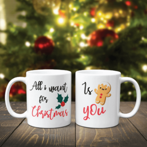 Set 2 căni personalizate cu poză - All I want for Christmas