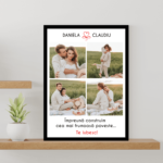 tablou-personalizat-4-poze-nume-mesaj-rama-neagra-V1