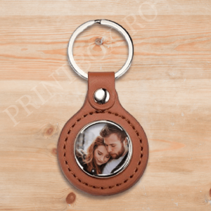 Breloc piele cu pandantiv rotund – Personalizat cu o poză