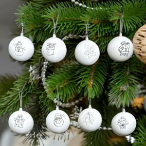 Set 8 Globuri de colorat pentru brad + Carioci