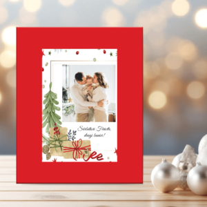 Ramă Foto Roșie Personalizată cu o poză și mesaj, 10×15 cm – Sărbători