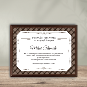 Plachetă Lemn Personalizată cu mesaj pentru Pensionare