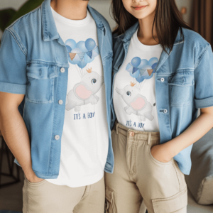 Set Tricouri Cuplu Personalizate – Baby Shower Boy