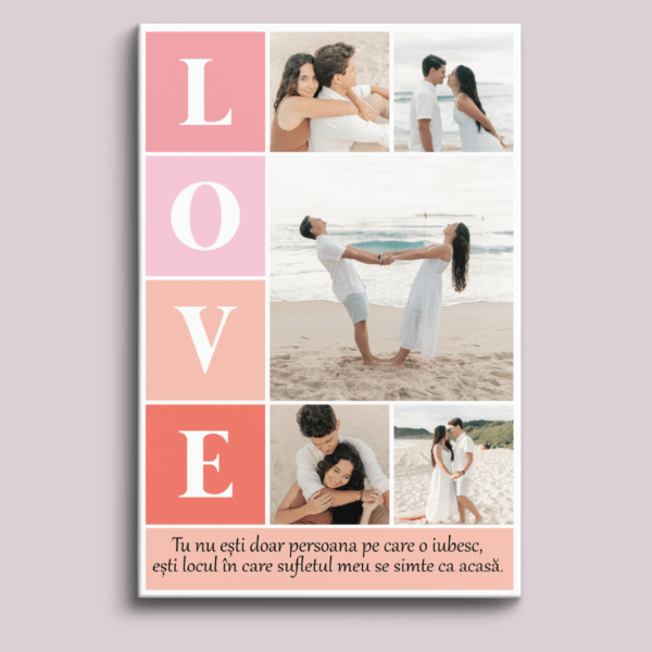 tablou-canvas-personalizat-5poze-text-love-v1