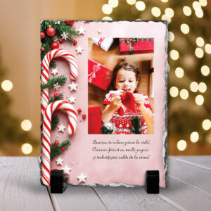 Piatră Ardezie Verticală Personalizată cu poză și mesaj - Gifted