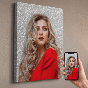 Tablou Canvas cu Fundal Glitter, Personalizat cu Poză – Diferite Dimensiuni