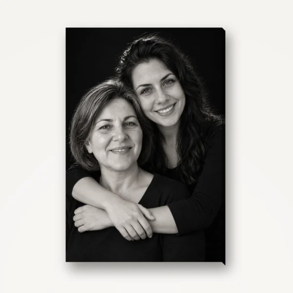 Tablou canvas cu un portret de studio, mamă și fiică