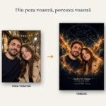 Poza cuplului și tabloul Hartă stelară făcut din ea Poza cuplului și tabloul Hartă stelară făcut din ea