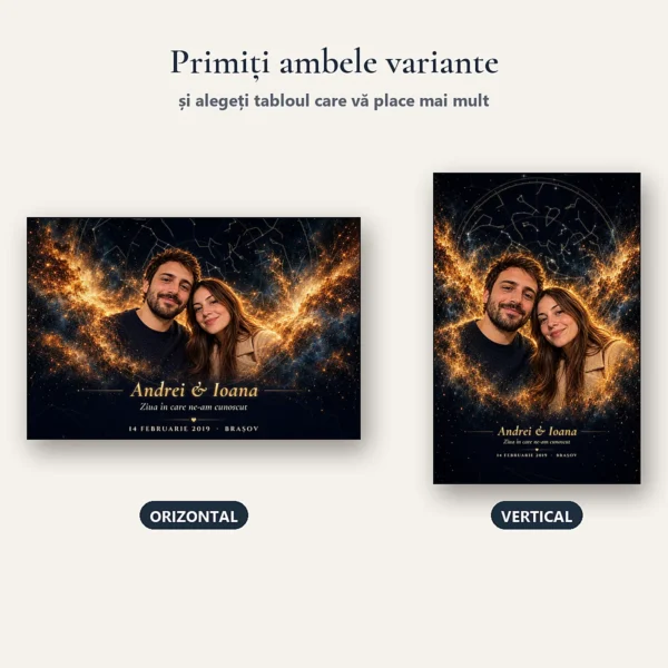 Cele două simulări primite înainte de realizare: tabloul orizontal și cel vertical